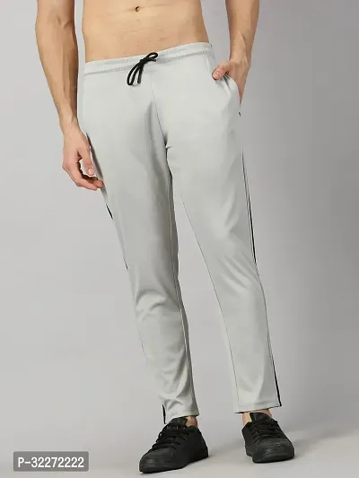 Stylish Off White Polyester Solid Regular Track Pants For Men