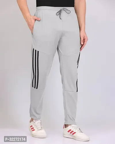 Stylish Grey Polyester Solid Regular Track Pants For Men-thumb0