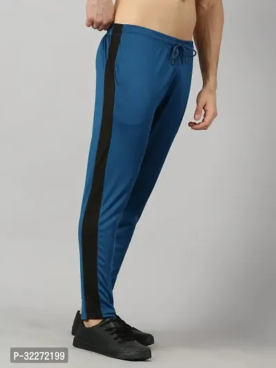 Stylish Blue Polyester Solid Regular Track Pants For Men-thumb0