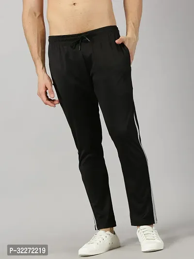 Stylish Black Polyester Solid Regular Track Pants For Men