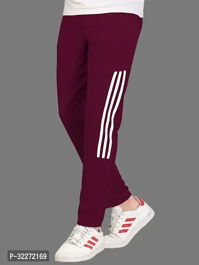 Stylish Maroon Polyester Solid Regular Track Pants For Men-thumb0