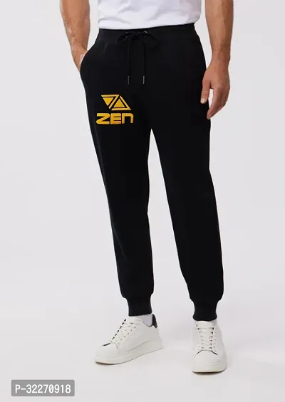 Stylish Black Cotton Blend Regular Track Pants For Men-thumb0