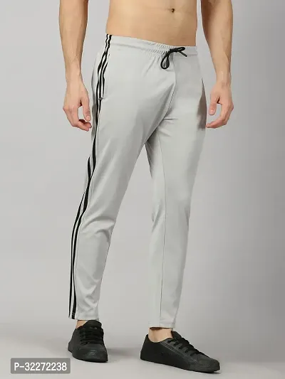 Stylish Off White Polyester Solid Regular Track Pants For Men-thumb0