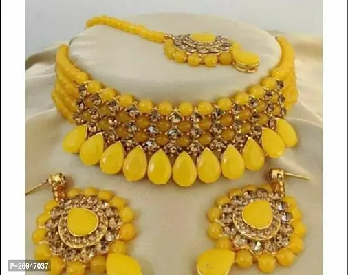 Stylish Yellow Alloy Beads Jewellery Set For Women-thumb0