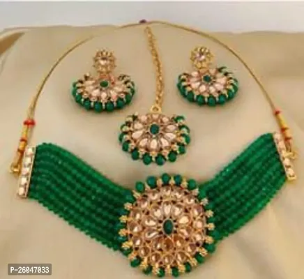 Stylish Green Alloy Beads Jewellery Set For Women