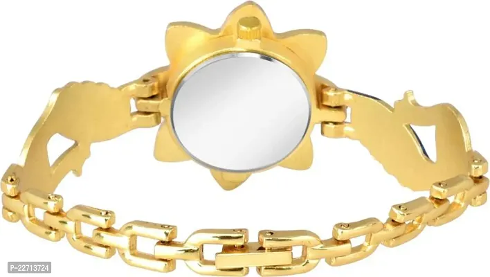 New Stylish Blue Golden Diamond Studded SunFlower Watch For Girl-thumb4