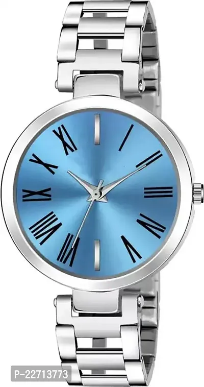 Blue Dial Stainless Steel Blue Women Style Girls Hand Watch-thumb0