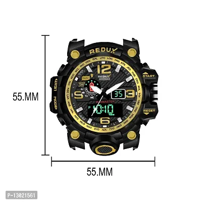 Redux 1545 Golden Dual Time Analog-Digital LED Display Waterproof Watch for Men's-thumb5