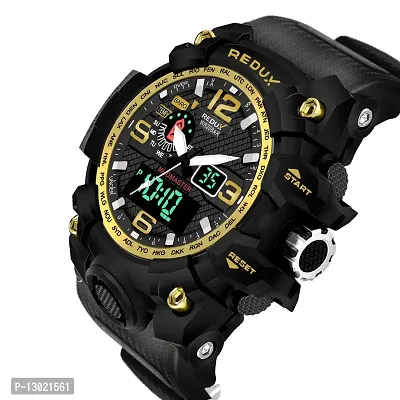 Redux 1545 Golden Dual Time Analog-Digital LED Display Waterproof Watch for Men's-thumb2