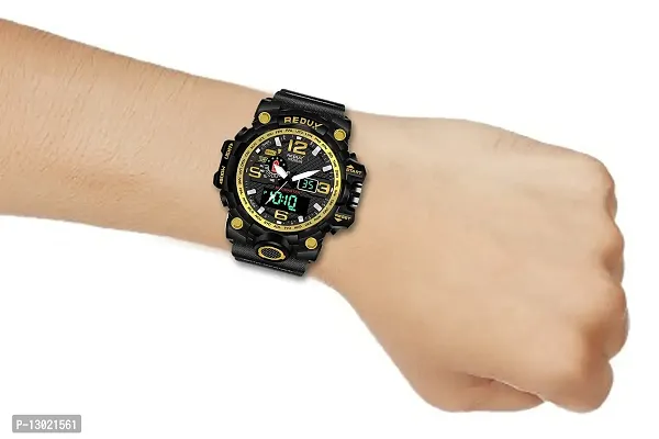 Redux 1545 Golden Dual Time Analog-Digital LED Display Waterproof Watch for Men's-thumb4