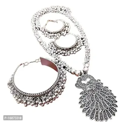 Batulii's online fashion Oxidized Peacock Pendant Necklace Jewellery Set for Women  Girls-thumb0