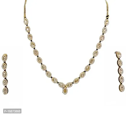 Valentine's Gift by Batulii?s online fashion Gold Plated American Diamond Jewellery set for Women  Girls-thumb0
