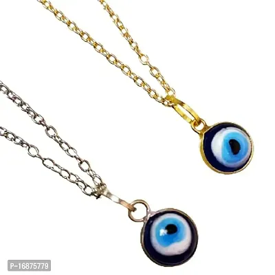 Batulii's online fashion evil eye pendant necklace for women  girls evil eye nazaria pandant locket for girls  women (Combo Silver Gold)