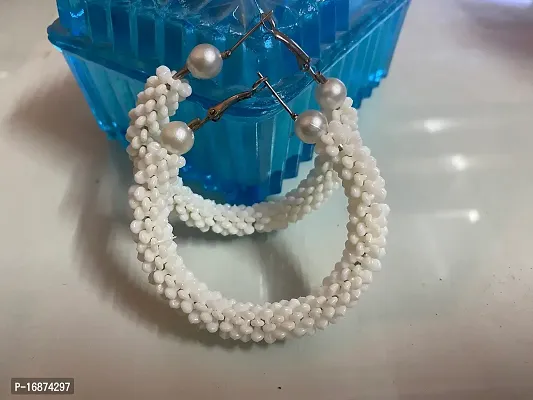 Batulii's Online Fashion Pearl Beaded Round Hoops Earrings For Girls  Women-thumb4
