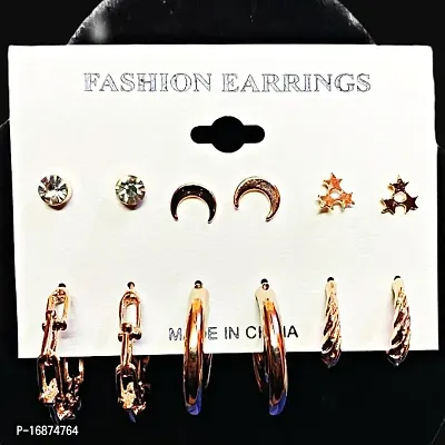 Batulii's online fashion Gold Plated Earrings Combo of 6 earrings for Women  Girls-thumb2