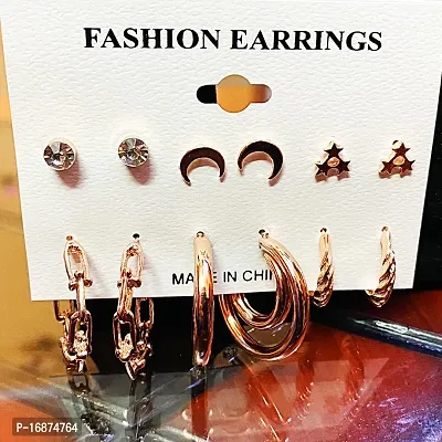 Batulii's online fashion Gold Plated Earrings Combo of 6 earrings for Women  Girls-thumb3