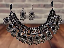 Batulii's online fashion Oxidised jewellery Set for Women  Girls Traditional Afghani Style Boho Choker Bridal Bollywood Oxidised Jewellery (Black)-thumb3