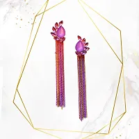 Batulii's online fashion Handmade Gold Plated Jewellery Earrings Crystal Tassel Drop Danglers Earrings for Women  Girls -purple-thumb2
