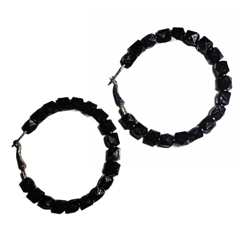 Batulii's online fashion Hoops Earrings For Girls Women Stylish Earrings Set (BLACK)