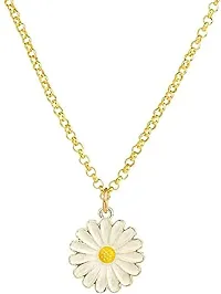 Batulii's online fashion Daisy Charm Pendant Chain Necklace for Girls  Women Flower Shape Stylish Gold Plated Combo of 2 (White, Black)-thumb3