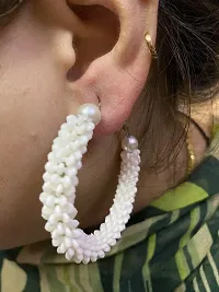 Batulii's Online Fashion Pearl Beaded Round Hoops Earrings For Girls  Women-thumb1