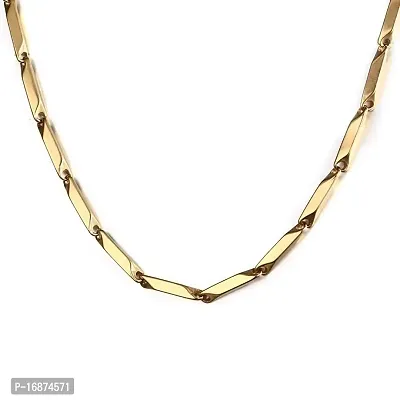 Batulii's online fashion Latest Rice Chain Necklace Stainless Steel Chain For Men  Boys (Gold)