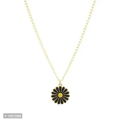 Batulii's online fashion Daisy Charm Pendant Chain Necklace for Girls  Women Flower Shape Stylish Gold Plated Combo of 2 (White, Black)-thumb5