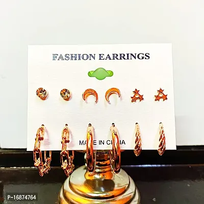 Batulii's online fashion Gold Plated Earrings Combo of 6 earrings for Women  Girls-thumb4