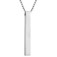 Batulii's online fashion Men's Jewellery 3D Cuboid Vertical Bar/Stick Stainless Steel Silver Black Locket Pendant Chain Necklace Combo for Men  Boys-thumb2