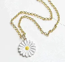 Batulii's online fashion Daisy Charm Pendant Chain Necklace for Girls  Women Flower Shape Stylish Gold Plated Combo of 2 (White, Black)-thumb1