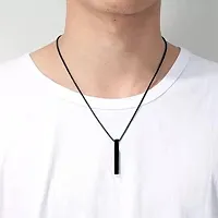 Batulii's online fashion Men's Jewellery 3D Cuboid Vertical Bar/Stick Stainless Steel Silver Black Locket Pendant Chain Necklace Combo for Men  Boys-thumb4