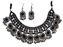 Batulii's online fashion Oxidised jewellery Set for Women  Girls Traditional Afghani Style Boho Choker Bridal Bollywood Oxidised Jewellery (Black)-thumb1