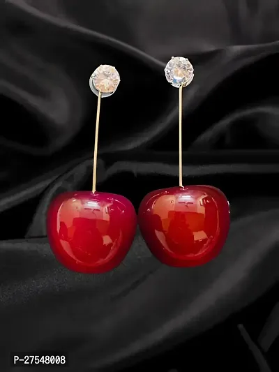 Batulii's online fashion Korean Earrings For Women Stylish Red Cherry Crystals Tops Dangle And Drop Earrings for Girls-thumb3