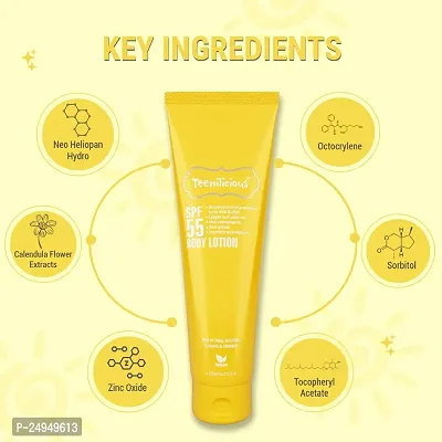 Teenilicious Sunscreen SPF 55 Lotion, Minimum Sunscreen SPF 50 PA+++, Broad-Spectrum Protection from UVA  UVB, No White Cast, Sunscreen for Oily Skin and Sensitive Skin, Sunscreen for Women ndash; 150 Gm-thumb4