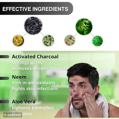 The Wolfman Activated Charcoal and Neem Face Wash for men, Fights Pollution, Remove Dark Spots, Anti Acne, Oil Control, Unclogs Pores, Deep Skin Cleanser, 100 ml-thumb2