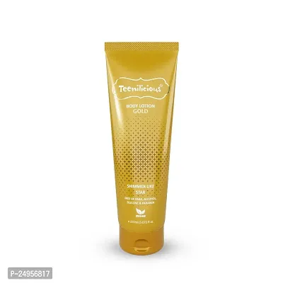 Teenilicious Gold Sparkle Body Lotion for Women  Men | Skin Moisturizer  Shimmer Lotion | Vegan | Free from Alcohol, Silicones, Paraben  Sulphates | Suitable for All Skin - 150ml