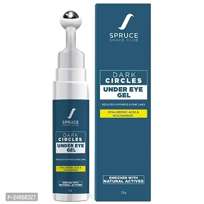 Spruce Shave Club Under Eye Cream Gel With Cooling Massage Roller For Dark Circles, Fine Lines  Puffy Eyes with Niacinamide  Hyaluronic Acid (15 G)