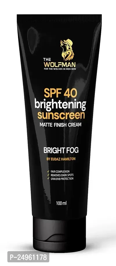 The Wolfman SPF40 Brightening Sunscreen Matte Finish Cream for Sun Protection  Glow, Jojoba oil  Ashwagandha, Double Action UV Protection Sunscreen to Reduce dark spots, Vegan, Cruelty Free, for All-thumb0
