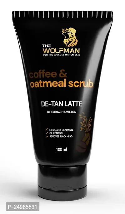 The Wolfman Coffee and Oatmeal Face Scrub, Hydrating  Cleansing Exfoliator Scrub, Blackhead Remover, Whitehead Remover, Dead Skin Remover, Detan Pack, Reduce Dark Spots, Vegan, Cruelty Free, for All