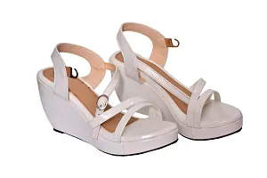 Elegant White Synthetic Self Design Sandal For Women-thumb1