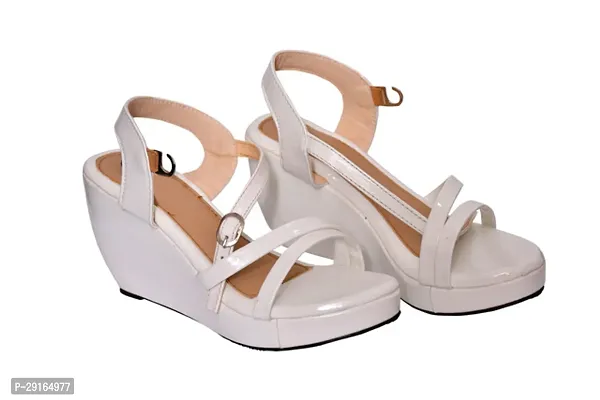 Elegant White Synthetic Self Design Sandal For Women-thumb2