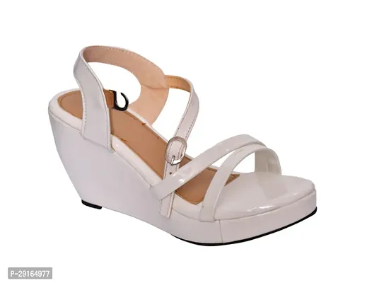Elegant White Synthetic Self Design Sandal For Women-thumb0