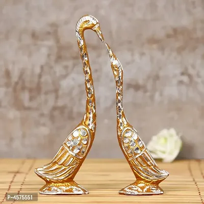 Metal Swan Cute Love Birds Couple Kissing Each Fancy Showpiece for Home Decor Statue Idol Vastu Fang sue Traditional Miniature Positive Vibes Birthday Best friendship Diwali Gift 28 cm