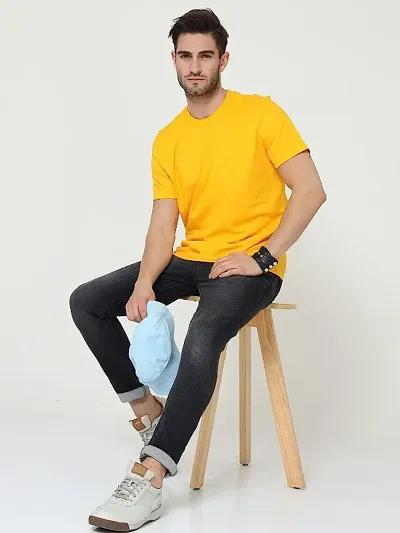 Men Solid Regular Fit T-Shirt | Men's Half Sleeves Cotton Round Neck T-Shirt