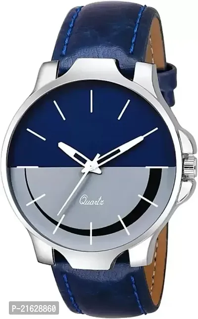 Stylish Blue Synthetic Leather Analog Watches For Men-thumb0