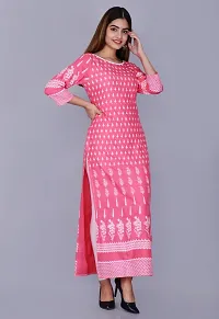 Stylish Red Viscose Rayon Printed Kurta For Women-thumb1