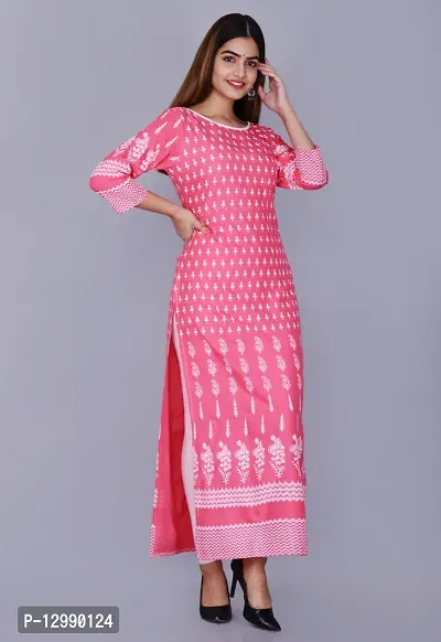 Stylish Red Viscose Rayon Printed Kurta For Women-thumb2