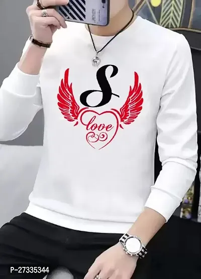 Elegant White Polyester Blend Printed Round Neck Tees For Men-thumb0