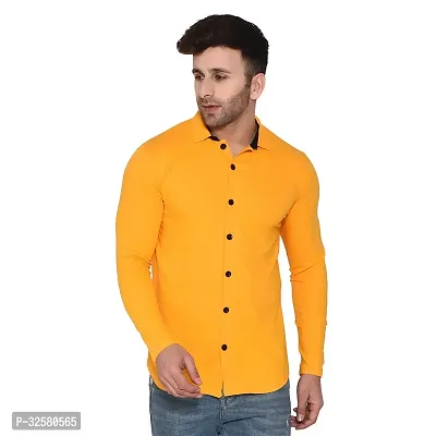 Reliable Yellow Cotton Blend Solid Casual Shirt For Men-thumb0