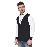 Reliable Black Cotton Blend Colourblocked Casual Shirt For Men-thumb2